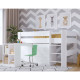 Kudl, Childrens Mid Sleeper with Desk, Cupboard - Grey or White