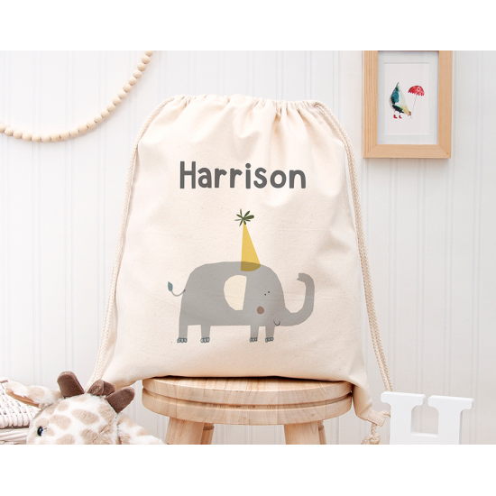 Personalised Elephant Cotton Nursery Bag