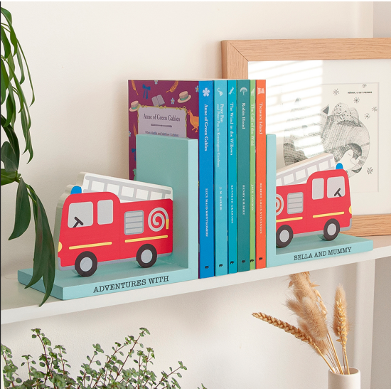 Personalised Kids Fire Engine Bookends